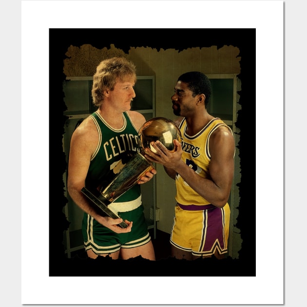 vintage larry bird and magic johnson Wall Art by ludfiprayogi